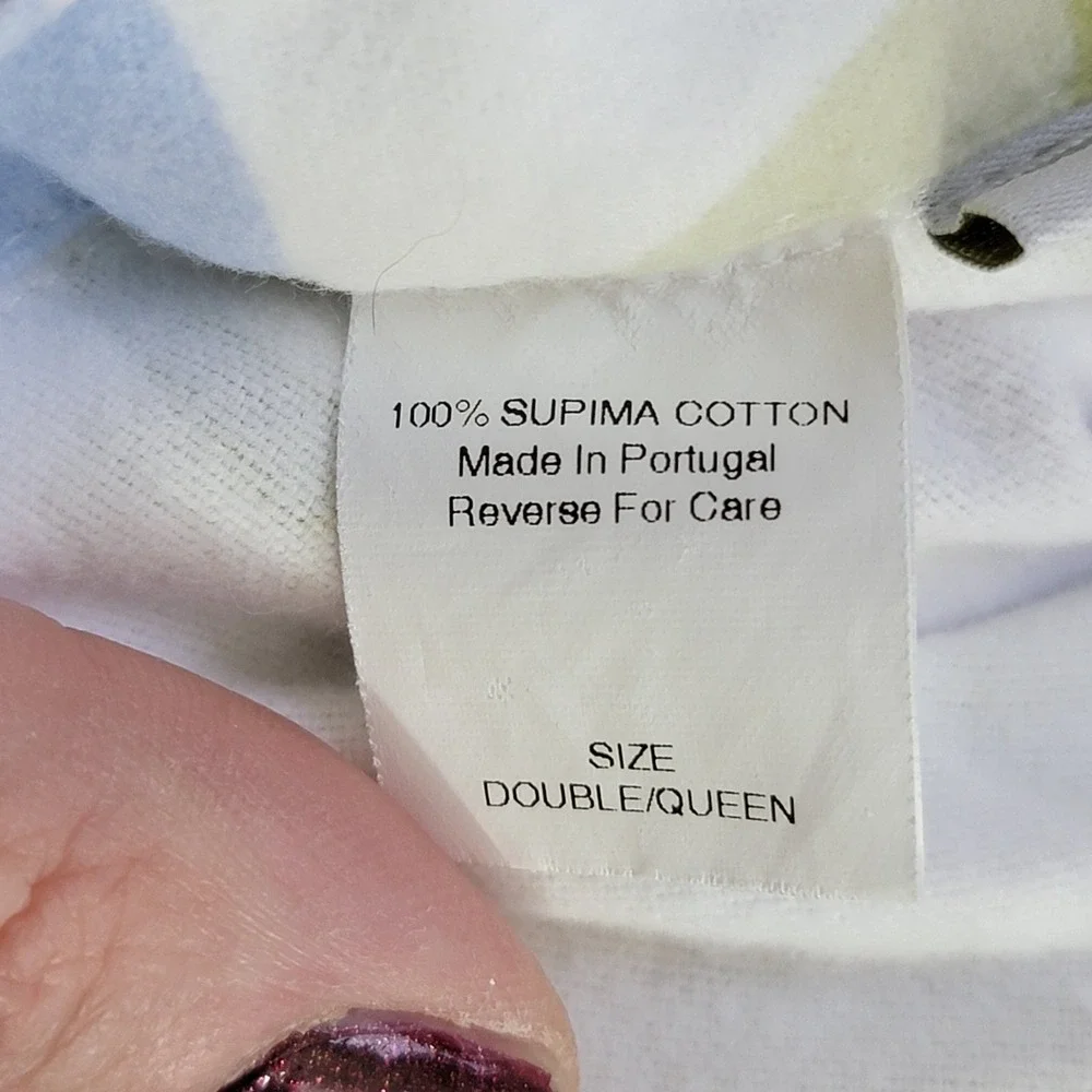 Garnet Hill 100% Supima Cotton Flannel Queen Duvet Cover Floral Made in Portugal